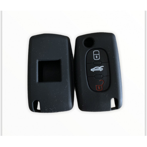CITROEN C2 C3 C4 PİCASSO SİLİKON ANAHTAR KILIF (SİYAH) - Resim 2