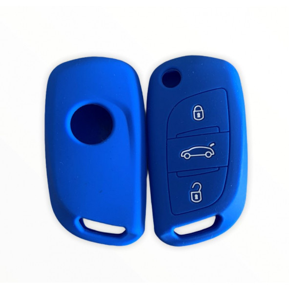 CITROEN C2 C3 C4 C5 PEUGEOT SİLİKON AHAHTAR KILIF (MAVİ) - Resim 2