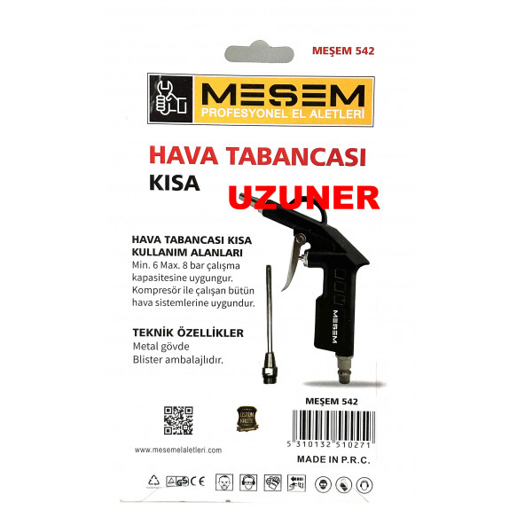 Meşem Hava Üfleme Tabancası Kısa Metal - 3
