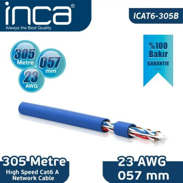 Inca %100 Bakır 305 Metre High Speed Cat6 Network Kablosu (ICAT-305B)