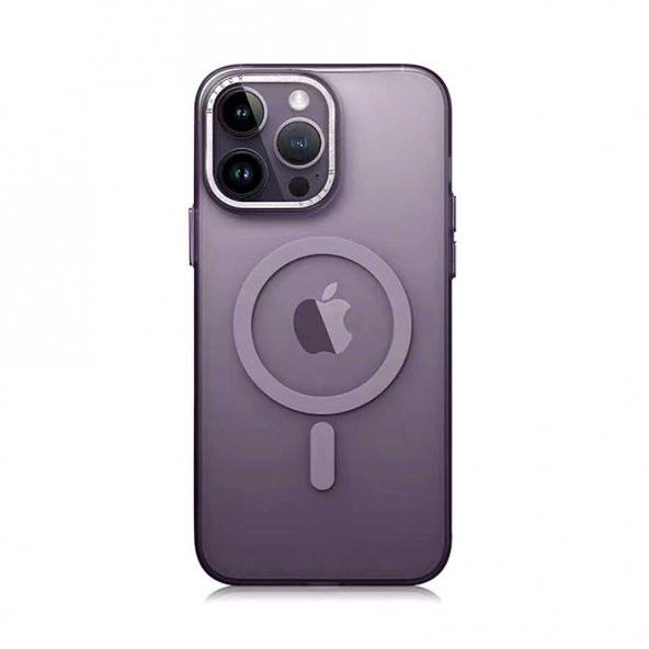 Gpack Apple iPhone 14 Pro Kılıf Tuval Transparan Wireless Şarj Özellikli Buttom Magsafe Silikon