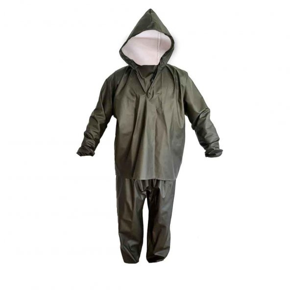 BALIKÇI TAKIM YAĞMURLUK SU GEÇİRMEZ DİKİŞSİZ HAKİ RENK AVCI BALIKÇI YAĞMURLUĞU ALT ÜST TAKIM YAĞMURLUK ürün görseli 1