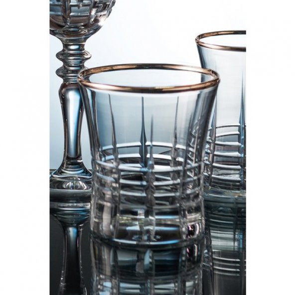 Kcd Helen Platin Kesme El Dekor Yaldızlı 6 Adet Desenli Su Bardağı Takımı - Resim 2