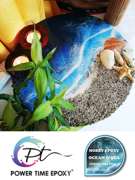 POWER TIME EPOXY 3lü Opak & Transparan Sıvı Pigment Boya Seti / Epoksi İçin Ocean / 3 Adet Epoksi Boyası - 6