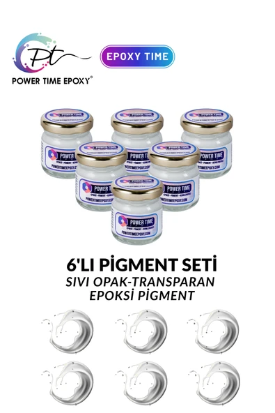 POWER TIME EPOXY Sıvı Pigment Boya Seti Epoksi Için/ 6lı/ Beyaz/ 6 Adet ürün görseli 1