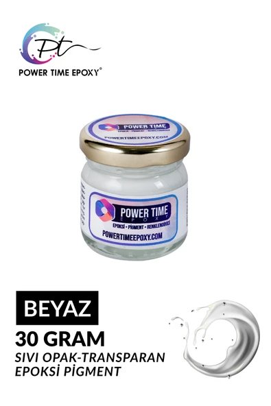 POWER TIME EPOXY Opak & Transparan Sıvı Pigment Boya / Beyaz / Epoksi Için ürün görseli 1