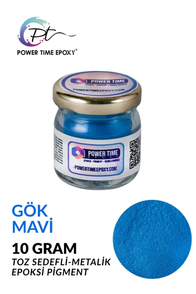 POWER TIME EPOXY Sedefli Metalik Toz Pigment Boya / Gök Mavi / Epoksi Için ürün görseli 1