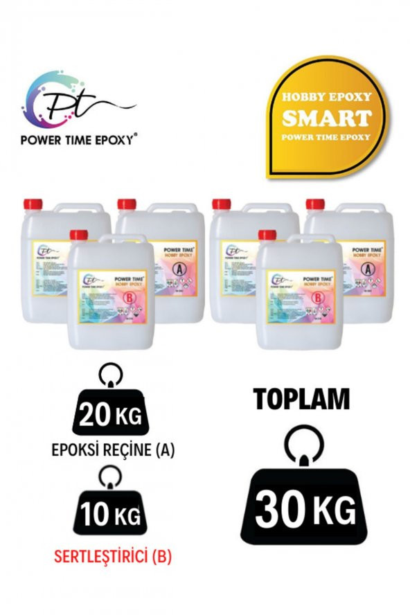 POWER TIME EPOXY 30 kg Hobby Epoxy Smart/ Şeffaf Epoksi Reçine Ince Döküm