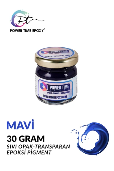POWER TIME EPOXY Opak & Transparan Sıvı Pigment Boya / Mavi / Epoksi Için