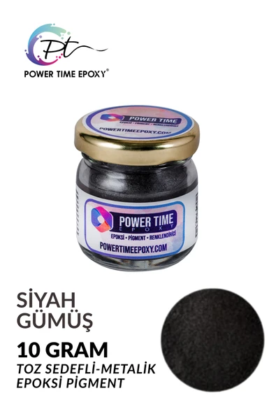 POWER TIME EPOXY Sedefli Metalik Toz Pigment Boya / Siyah Gümüş / Epoksi Için ürün görseli 1