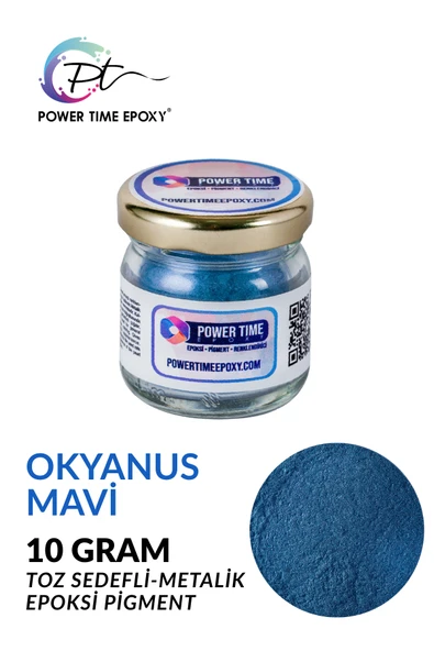 POWER TIME EPOXY Sedefli Metalik Toz Pigment Boya / Okyanus Mavi / Epoksi Için ürün görseli 1