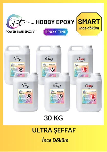POWER TIME EPOXY 30 kg Hobby Epoxy Smart/ Şeffaf Epoksi Reçine Ince Döküm ürün görseli 1