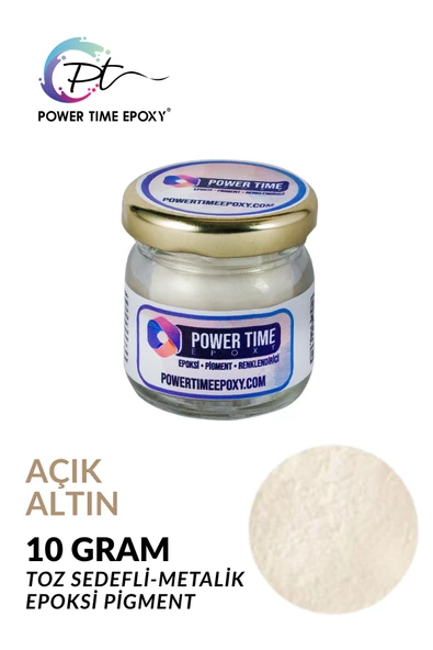 POWER TIME EPOXY Sedefli Metalik Toz Pigment Boya / Açık Altın/ Epoksi Için ürün görseli 1