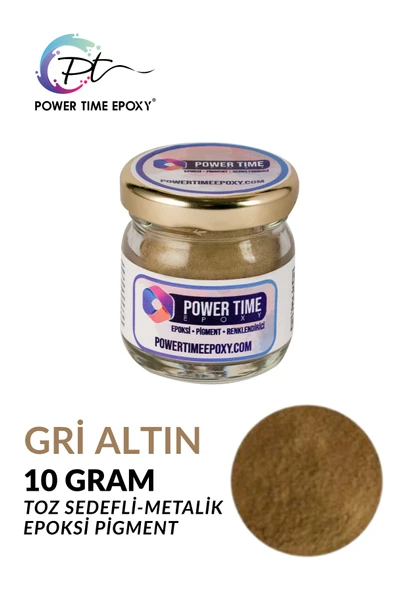 POWER TIME EPOXY Sedefli Metalik Toz Pigment Boya / Gri Altın / Epoksi Için ürün görseli 1