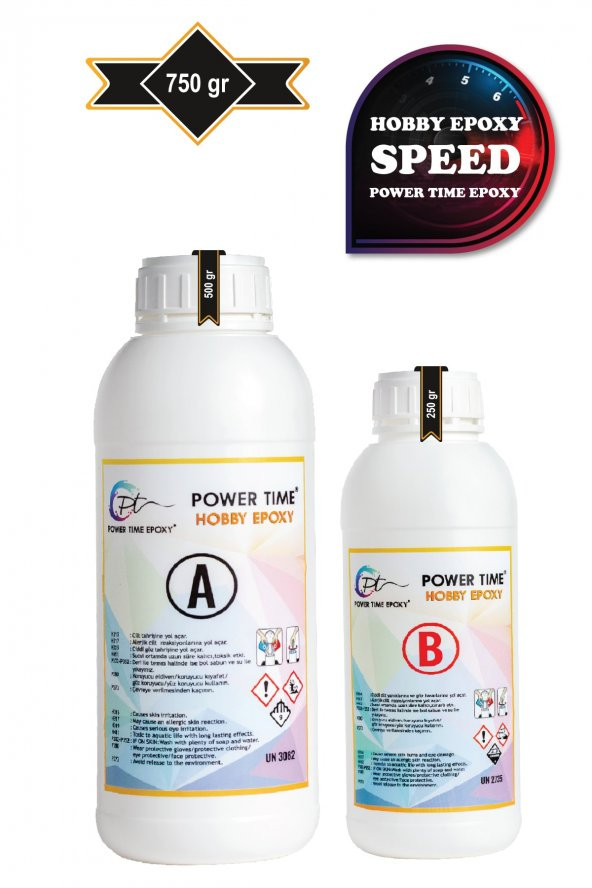 POWER TIME EPOXY 750 gram Hobi Epoksi Speed/ Hızlı Kuruma/ Ultra Şeffaf ve Parlak Epoksi Reçine Ince Döküm Yoğun Kıvam