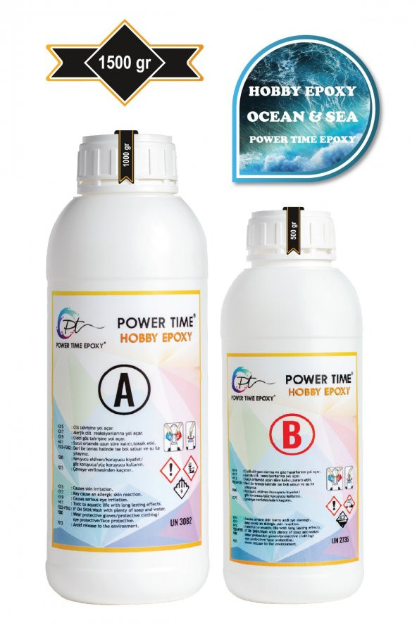 POWER TIME EPOXY 1500 gram Hobi Epoksi Ocean & Sea/ Deniz Efekti Şeffaf Epoksi Reçine Ince Döküm