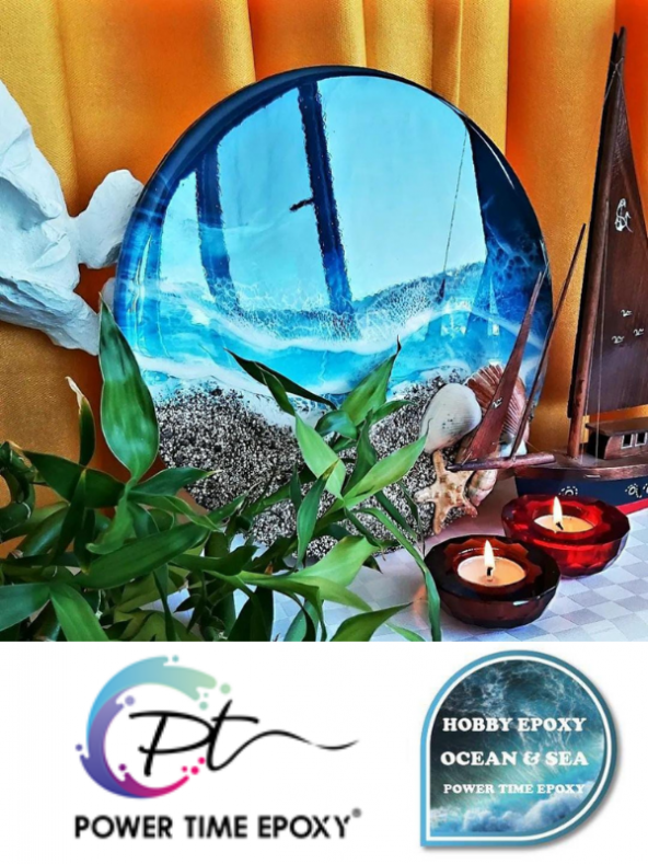 POWER TIME EPOXY 15 Kg Hobi Epoksi Ocean & Sea/ Deniz Efekti Ultra Şeffaf ve Parlak Epoksi Reçine Ince Döküm - 4