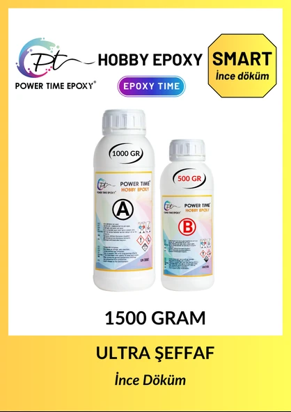 POWER TIME EPOXY 1500 gram Hobby Epoxy Smart/ Ultra Şeffaf ve Parlak Epoksi Reçine Ince Döküm ürün görseli 1
