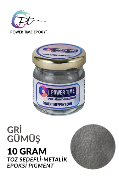 POWER TIME EPOXY Sedefli Metalik Toz Pigment Boya / Gri Gümüş / Epoksi Için ürün görseli 1