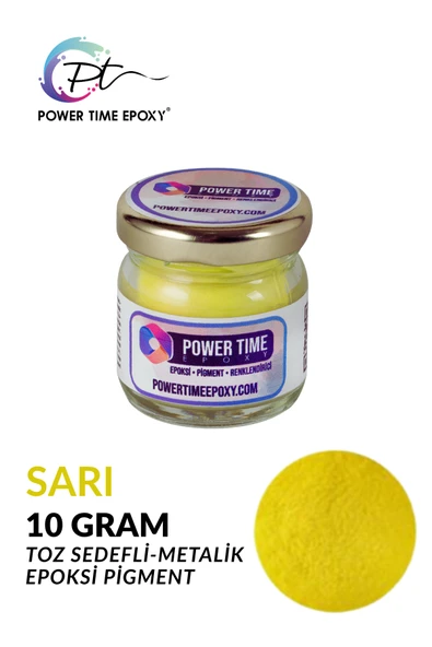 POWER TIME EPOXY Sedefli Metalik Toz Pigment Boya / Sarı / Epoksi Için ürün görseli 1