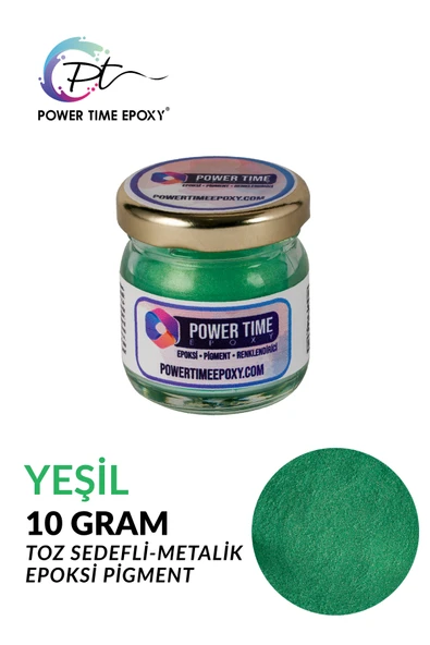 POWER TIME EPOXY Sedefli Metalik Toz Pigment Boya / Yeşil / Epoksi Için ürün görseli 1