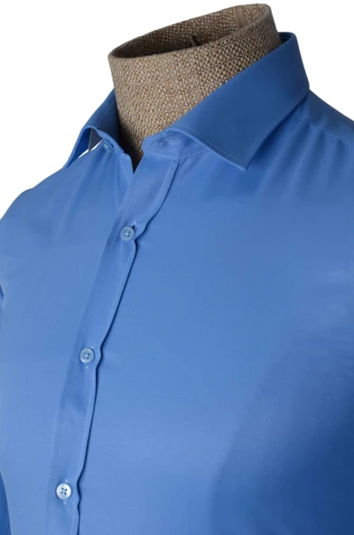 Cengiz İnler Standart Yaka Slim Fit Cepsiz Düz Erkek Gömlek - 2