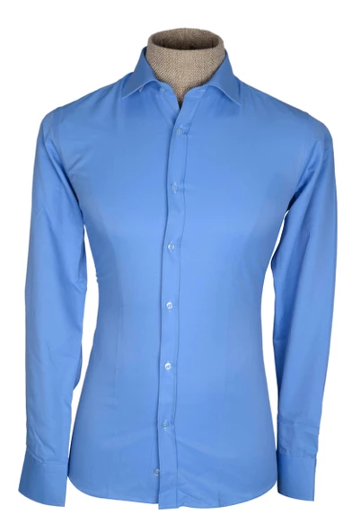 Cengiz İnler Standart Yaka Slim Fit Cepsiz Düz Erkek Gömlek - 3