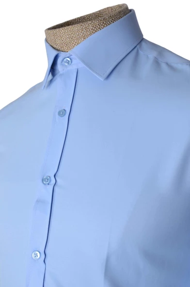 Cengiz İnler Standart Yaka Slim Fit Cepsiz Düz Erkek Gömlek - 10