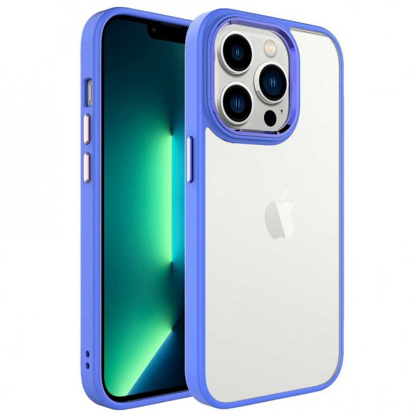 Apple iPhone 14 Pro Kılıf Zore Krom Kapak Lyon Tech  Lavendery Gray