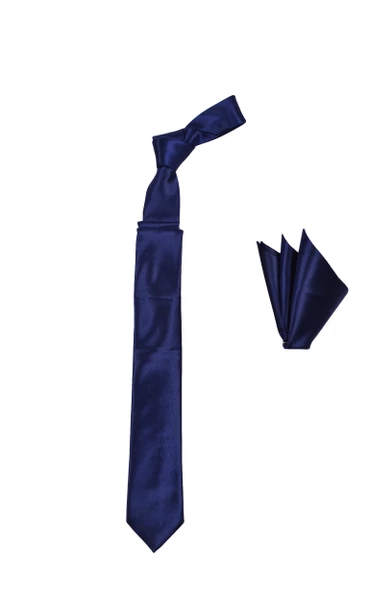 Cengiz İnler Düz Saten Mendilli Mikrofiber Erkek Kravat Aksesuar - 8