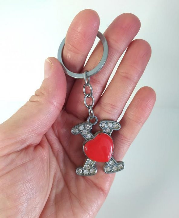 Anahtarlık Harf Kalp Anahtarlık Çanta Araba Cüzdan Süsü Aksesuar - Resim 2