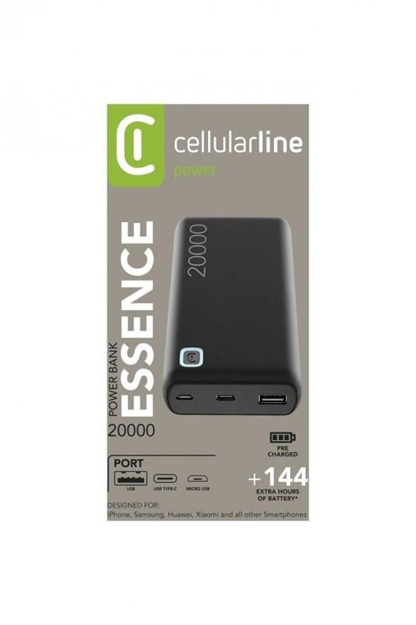 Cellularline Essence 20000 Powerbank- Siyah- (Genpa Garantili)