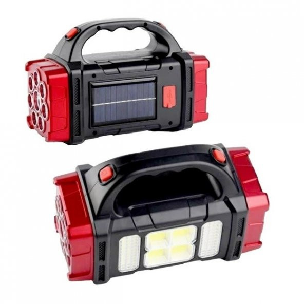 HURRY BOLT HB-1678 ÇOK FONKSİYONLU SOLAR LAMBA 38W GÜNEŞ PANELLİ KIRMIZI KAMP LAMBASI