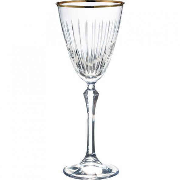 Kcd Lavita Altın Kesme El Dekor Yaldızlı Desenli Cam 6 Adet Ayaklı Bardak Kadeh - Resim 2