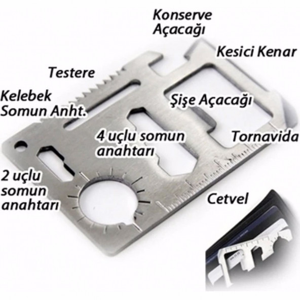 Pratik Çelik Acil Durum Kartı Survival Kit (11 in 1) - 6