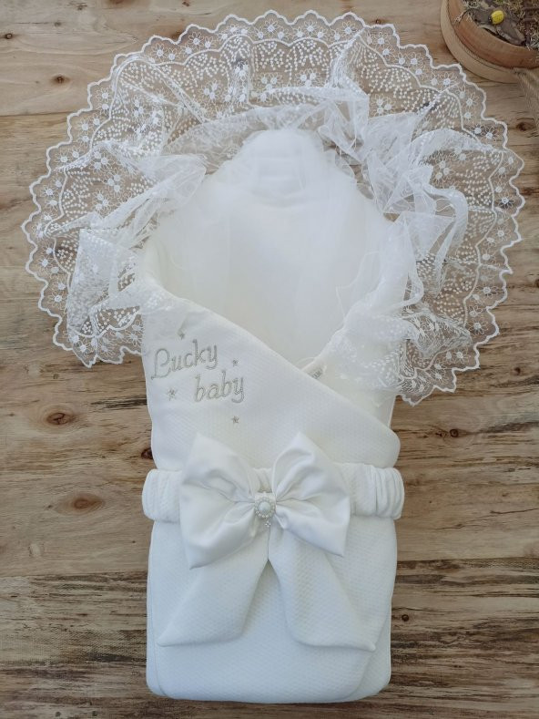 Dnzc Sahra Lucky Baby Nakışlı Kundak Bebek Battaniyesi - 3