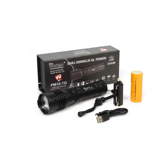 3000 Lümen Güçlü El Feneri Watton WT-600 - 6