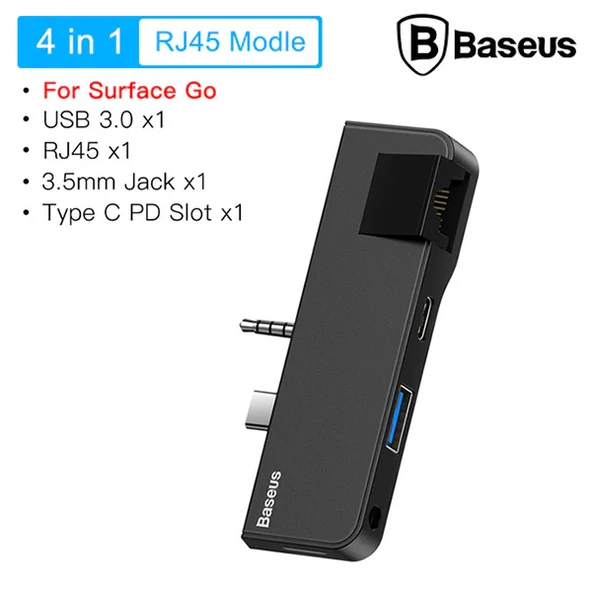 Baseus Multifunctional HUB Surface Go(Type-C+Audio to RJ45+USB3.0+Type-C(data)+Audio)