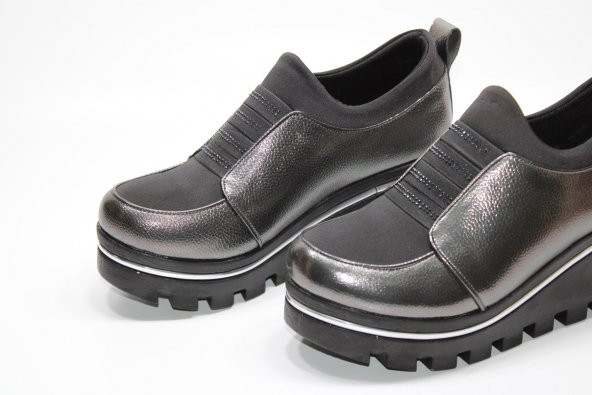 CASSO ORTOPEDİK PLATFORM YÜKSEK TABAN STREÇLİ KOLAY GİYİM TAŞ DETAY KADIN GÜNLÜK DOLGU AYAKKABI - 5