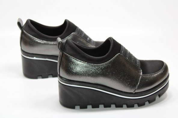 CASSO ORTOPEDİK PLATFORM YÜKSEK TABAN STREÇLİ KOLAY GİYİM TAŞ DETAY KADIN GÜNLÜK DOLGU AYAKKABI - 6