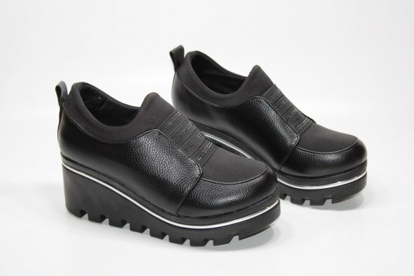 CASSO ORTOPEDİK PLATFORM YÜKSEK TABAN STREÇLİ KOLAY GİYİM TAŞ DETAY KADIN GÜNLÜK DOLGU AYAKKABI - 10