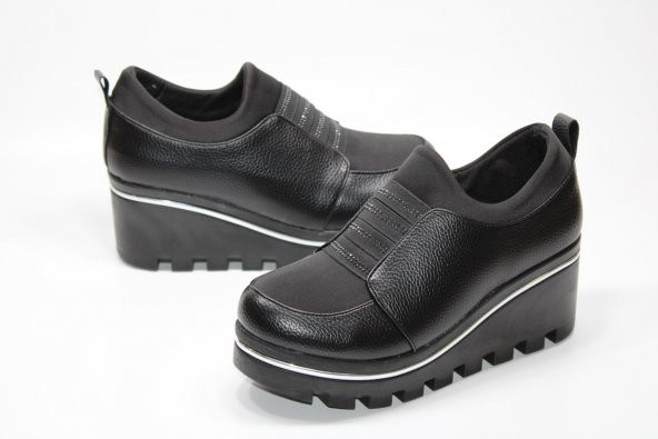 CASSO ORTOPEDİK PLATFORM YÜKSEK TABAN STREÇLİ KOLAY GİYİM TAŞ DETAY KADIN GÜNLÜK DOLGU AYAKKABI - 11