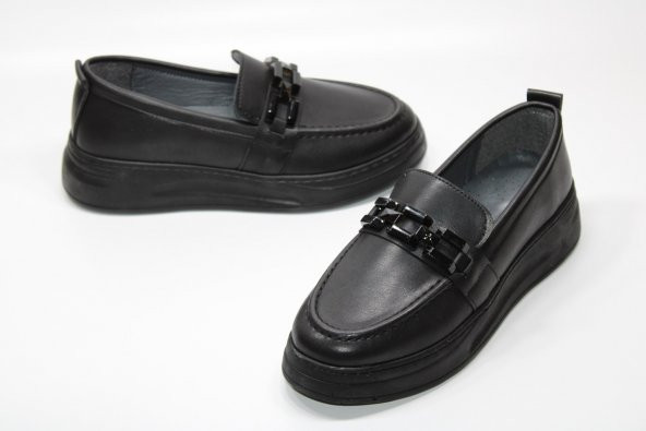 CASSO ORTOPEDİK YÜKSEK TABAN BAĞSIZ KOLAY GİYİM ZİNCİR TOKA DETAY KADIN GÜNLÜK CASUAL AYAKKABI - 2