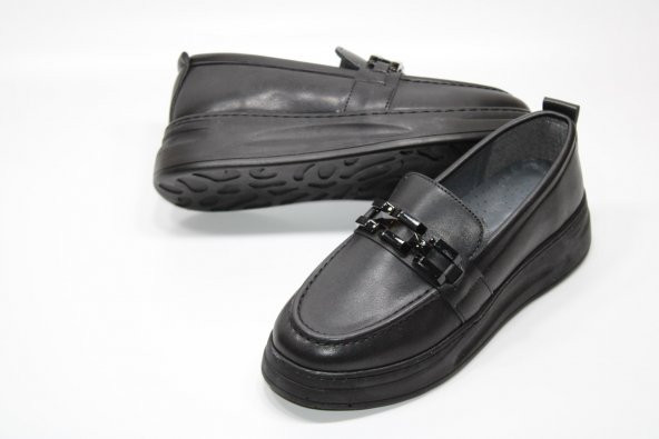 CASSO ORTOPEDİK YÜKSEK TABAN BAĞSIZ KOLAY GİYİM ZİNCİR TOKA DETAY KADIN GÜNLÜK CASUAL AYAKKABI - 3