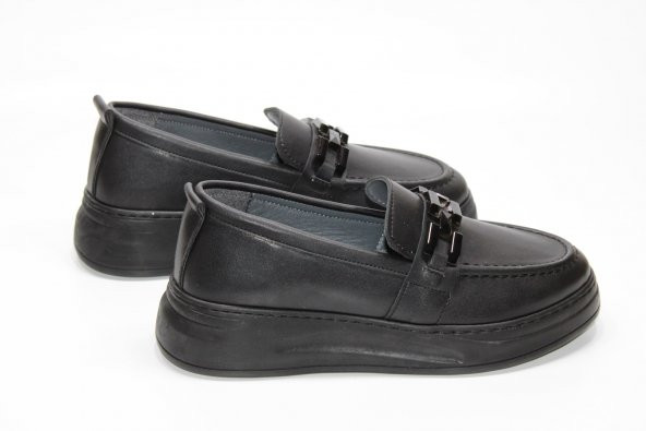 CASSO ORTOPEDİK YÜKSEK TABAN BAĞSIZ KOLAY GİYİM ZİNCİR TOKA DETAY KADIN GÜNLÜK CASUAL AYAKKABI - 5