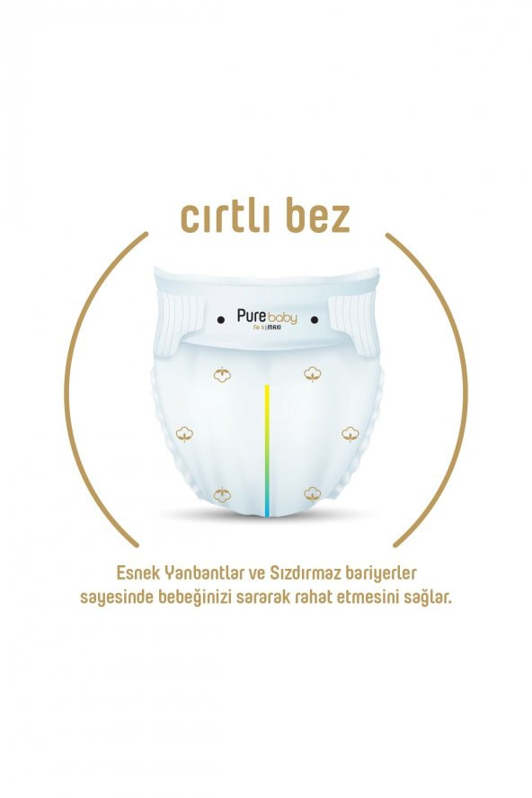 Pure Baby  Organik Pamuklu Cırtlı Bez Tekli Paket 6 Numara Xlarge 96 Adet - 2