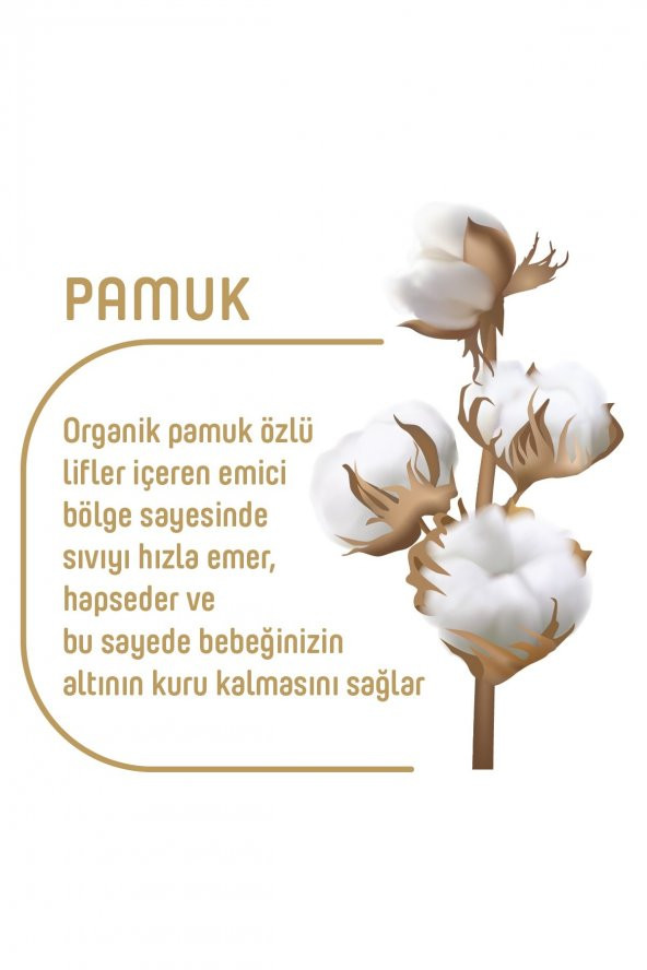 Pure Baby  Organik Pamuklu Cırtlı Bez Tekli Paket 6 Numara Xlarge 96 Adet - 3