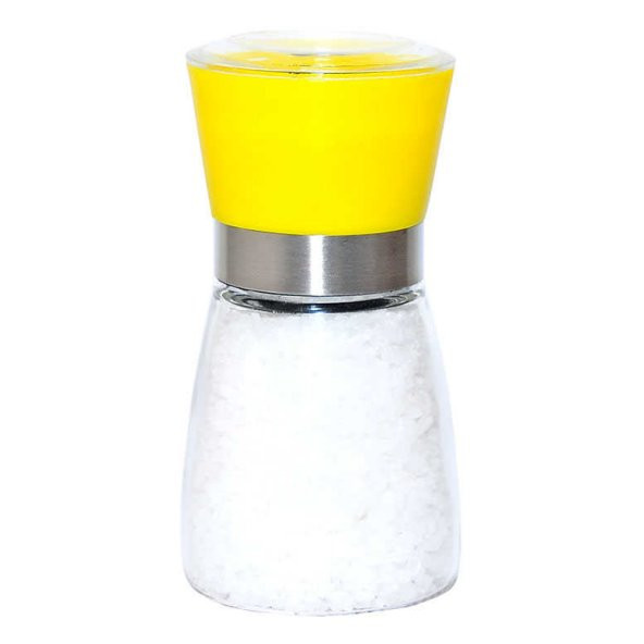 Tuz Karabiber Cam Değirmeni Sarı + Çankırı Granül Çakıl Doğal Kaya Tuzu 200 Gr