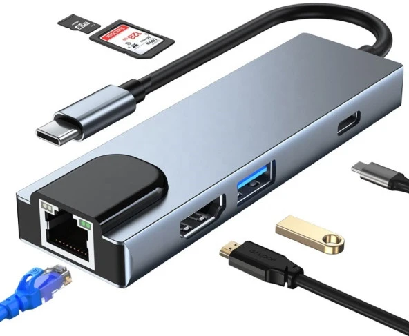 Concord Byl-2017 Type-C To Hdtv Lan Ethernet Usb Pd Usb Hub Adaptör Çoklayıcı