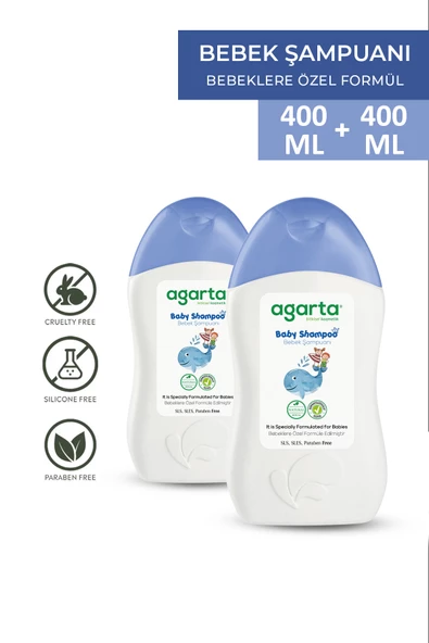 2 Li Set Doğal Şampuan Erkek Bebek Çocuklarına Özel Bakım 400 Ml